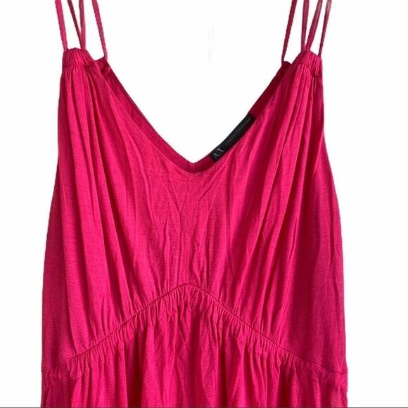 Armani Exchange Solid Pink V Neck Sleeveless Cotton Blend Maxi Dress Size M - Picture 3 of 8